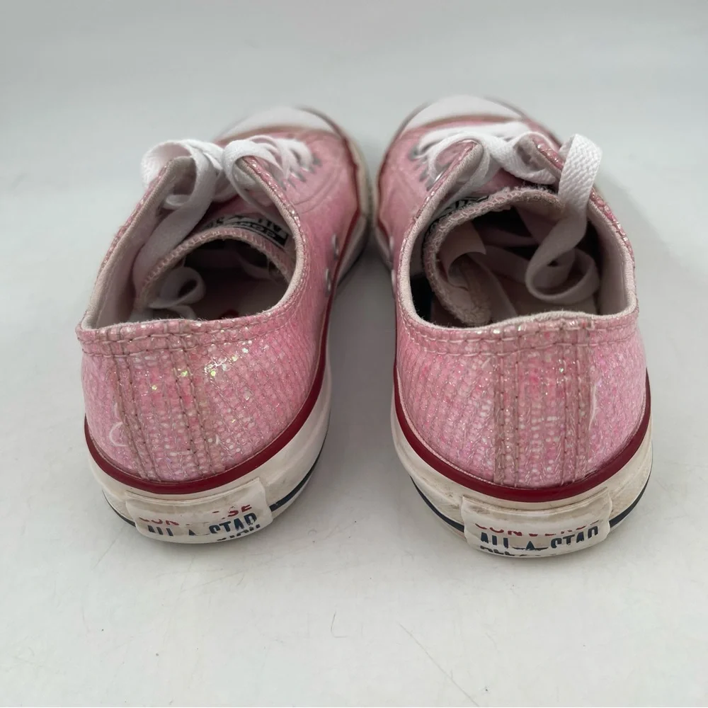 Converse Chuck Taylor AS OX- SZ 2Y -Glitter Pink Lace-Up Low Top Sneakers Shoes